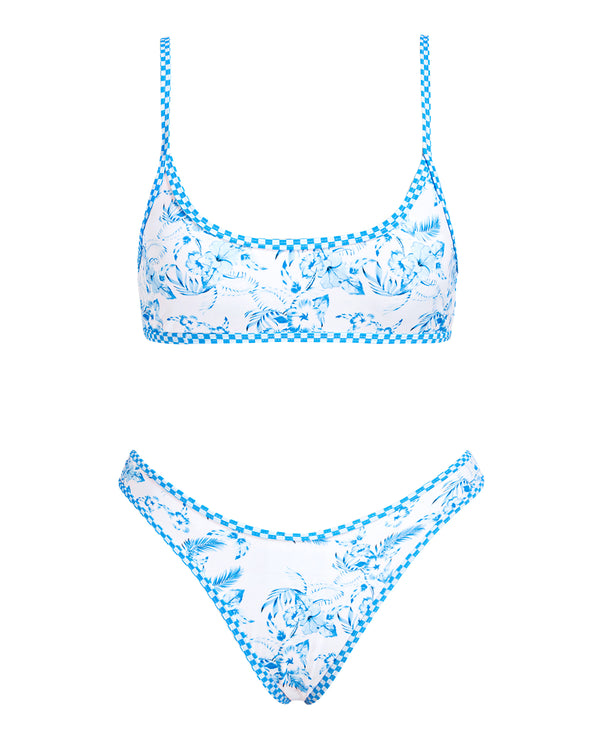 VOLAFA Women's Triangle Bikini Swimsuit Print Scoop Elastic Two Piece Bathing Suit Set