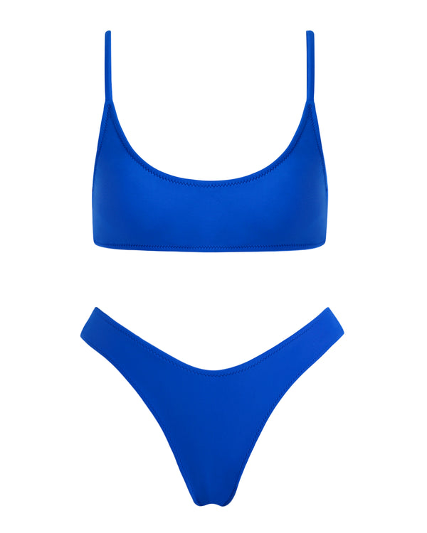 VOLAFA Women's Triangle Bikini Swimsuit Solid Scoop Elastic Back Tie Two Piece Bathing Suit Set