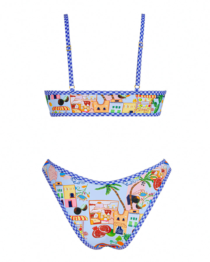 VOLAFA Women's Triangle Bikini Swimsuit Print Scoop Elastic Two Piece Bathing Suit Set