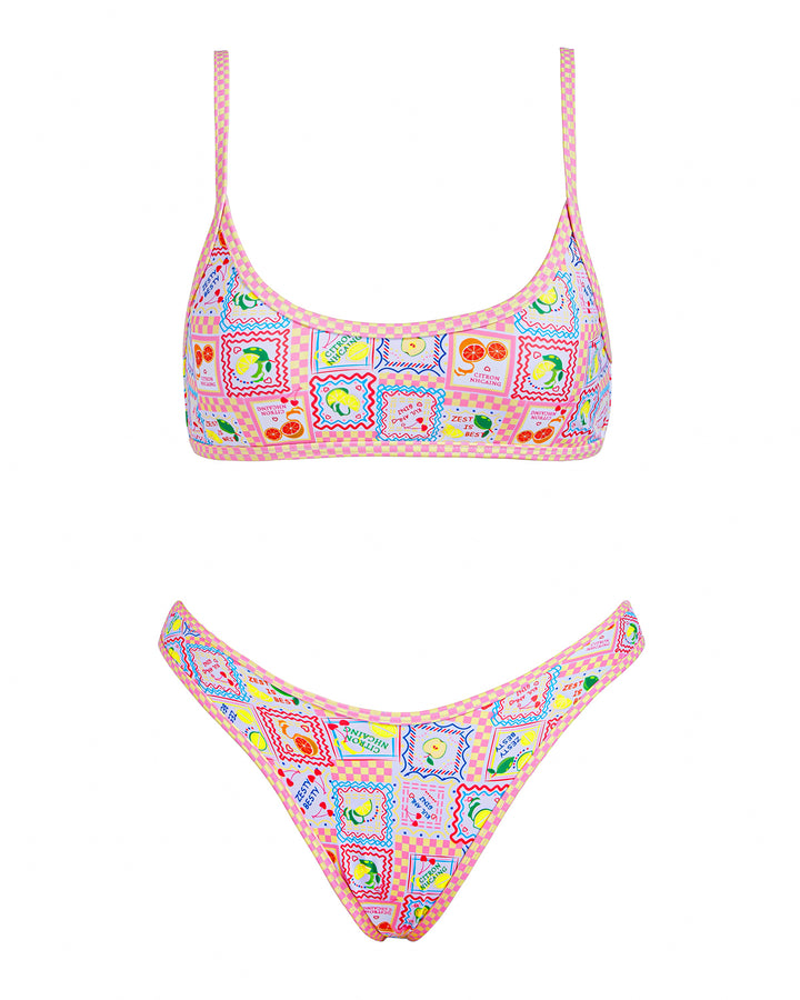 VOLAFA Women's Triangle Bikini Swimsuit Print Scoop Elastic Two Piece Bathing Suit Set