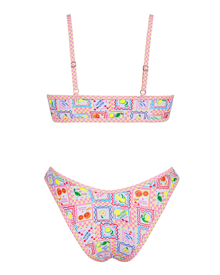 VOLAFA Women's Triangle Bikini Swimsuit Print Scoop Elastic Two Piece Bathing Suit Set