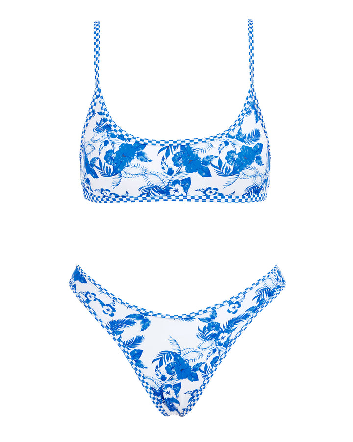 VOLAFA Women's Triangle Bikini Swimsuit Print Scoop Elastic Two Piece Bathing Suit Set