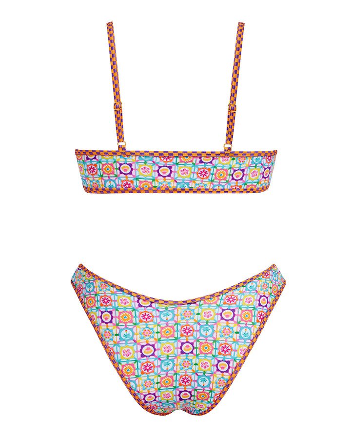 VOLAFA Women's Triangle Bikini Swimsuit Print Scoop Elastic Two Piece Bathing Suit Set