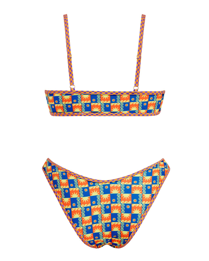 VOLAFA Women's Triangle Bikini Swimsuit Print Scoop Elastic Two Piece Bathing Suit Set