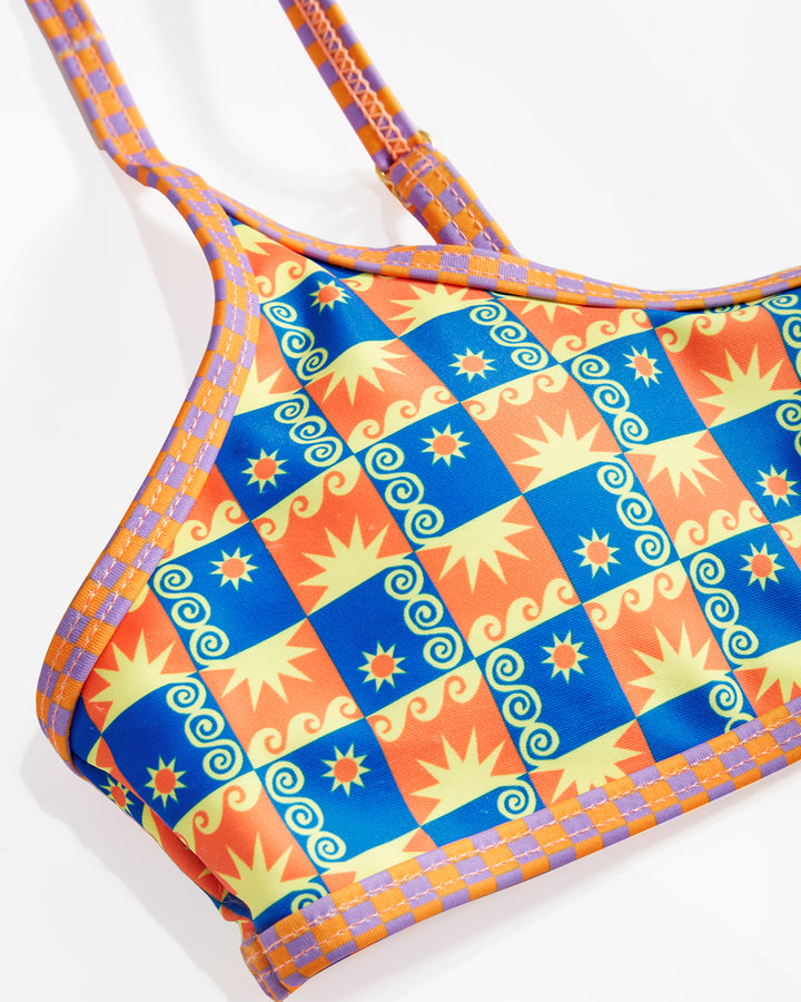 VOLAFA Women's Triangle Bikini Swimsuit Print Scoop Elastic Two Piece Bathing Suit Set